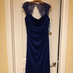 Full Length gown with key-hole back in Dark Blue